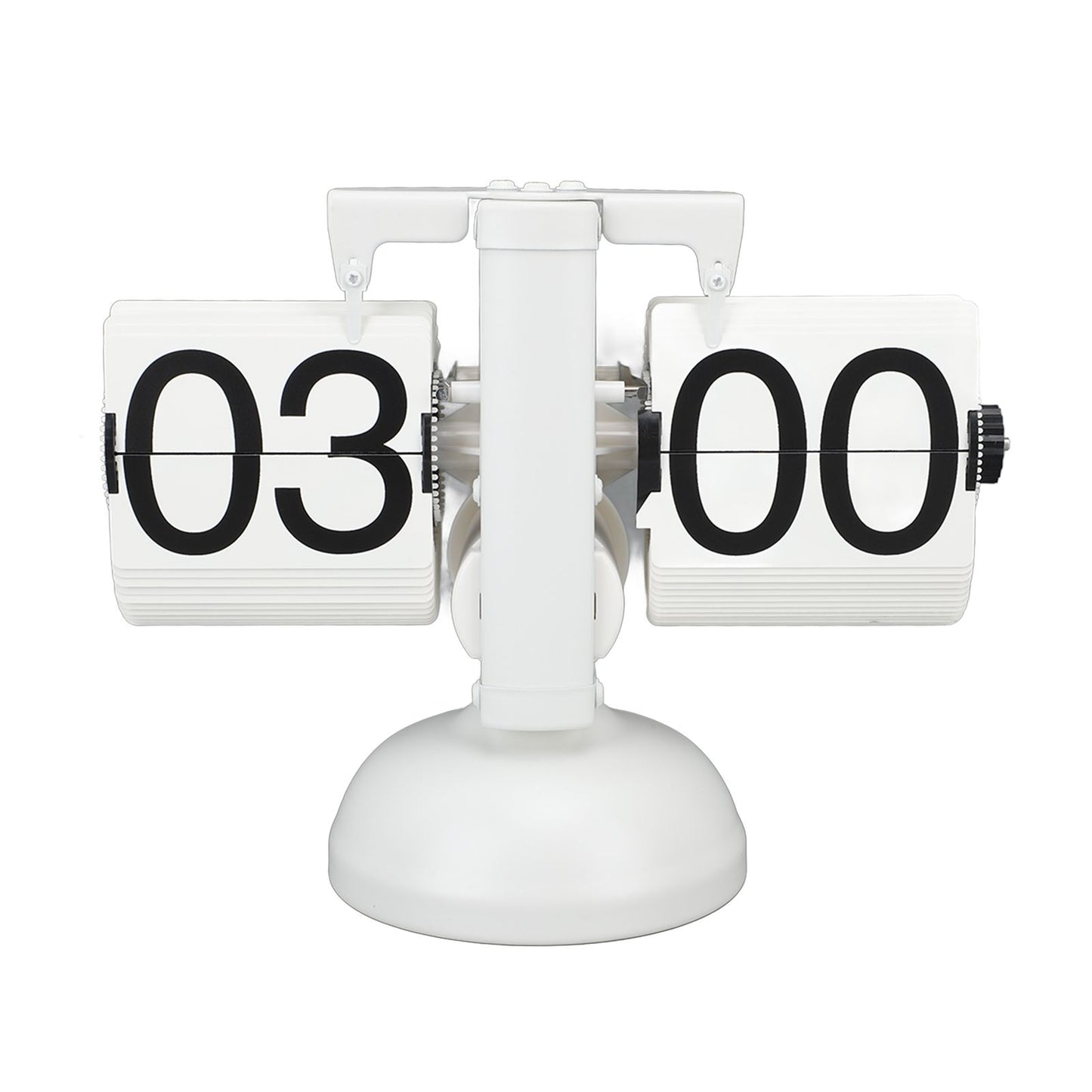 Flip Clock Large Number Battery Powered 304 Stainless Steel Tabletop Retro Flip Clock for Home Office 24 Hours All White