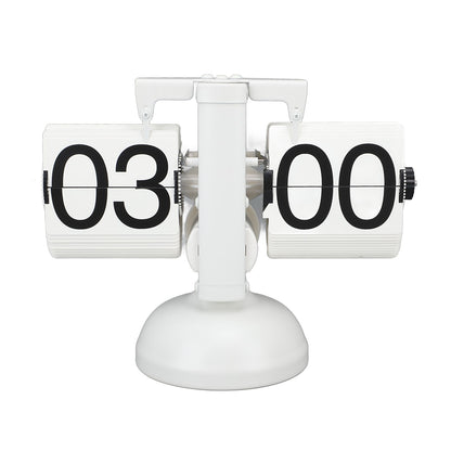 Flip Clock Large Number Battery Powered 304 Stainless Steel Tabletop Retro Flip Clock for Home Office 24 Hours All White