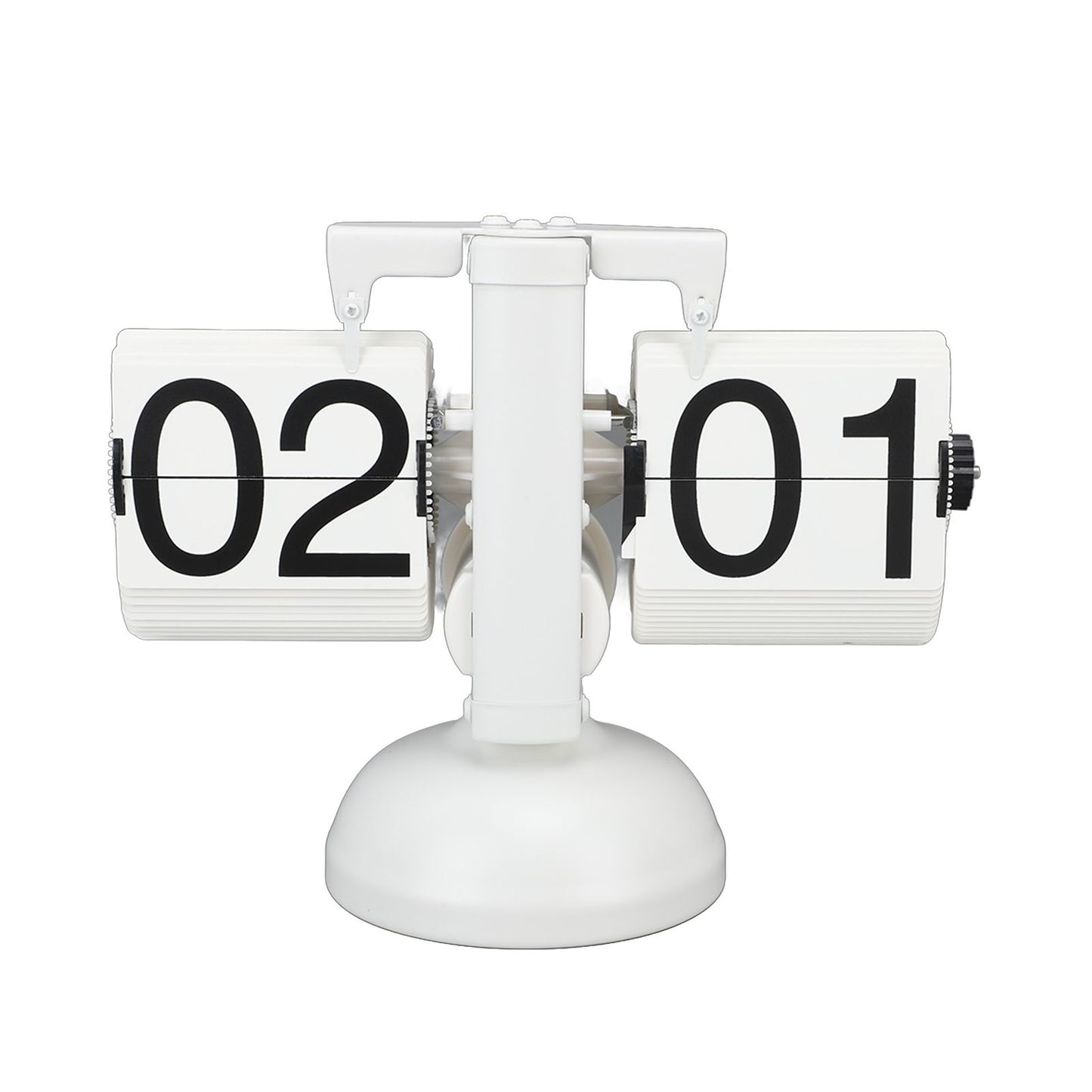 Flip Clock Large Number Battery Powered 304 Stainless Steel Tabletop Retro Flip Clock for Home Office 24 Hours All White
