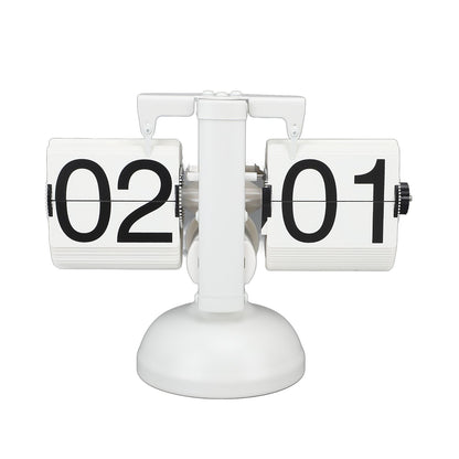 Flip Clock Large Number Battery Powered 304 Stainless Steel Tabletop Retro Flip Clock for Home Office 24 Hours All White