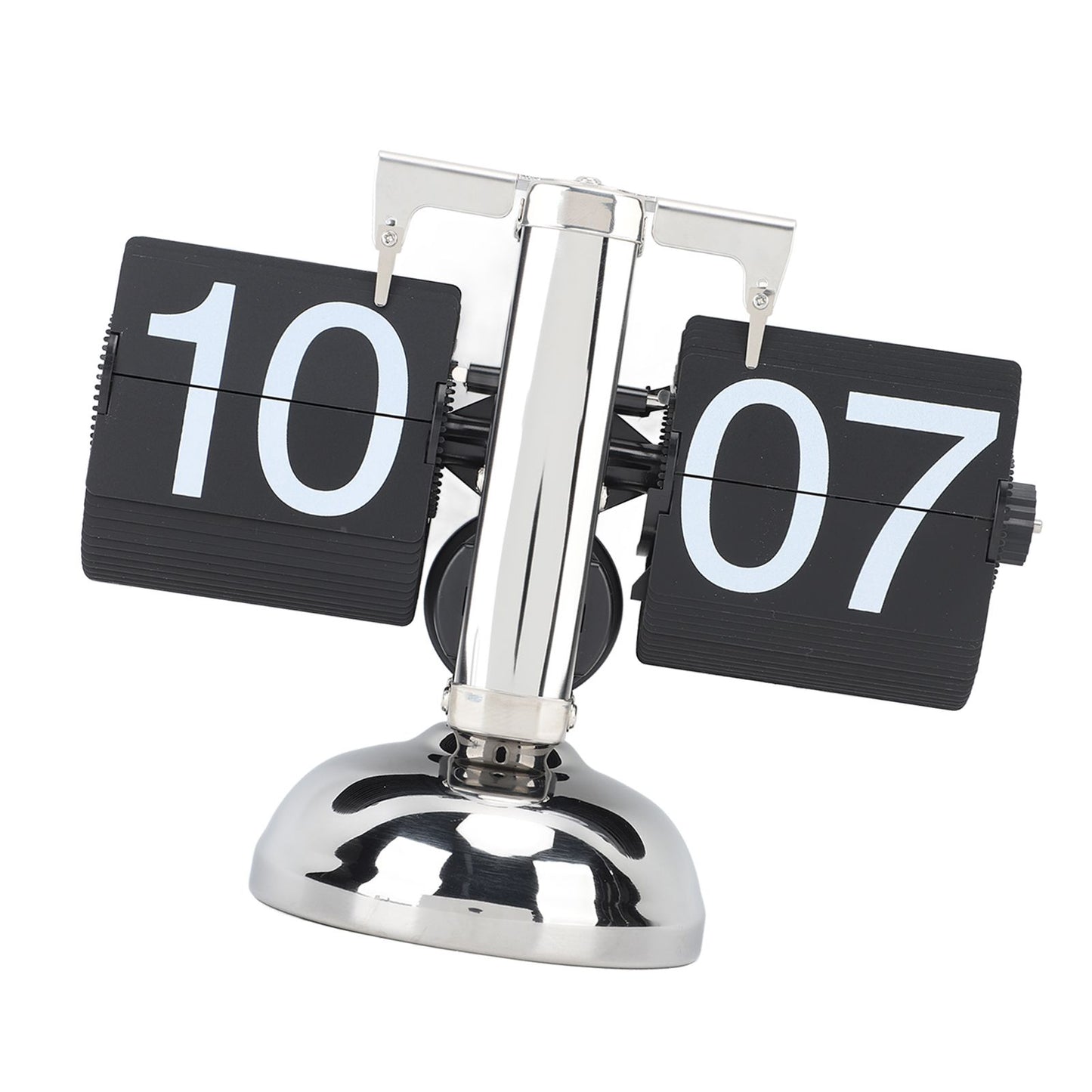 Flip Clock Large Number Battery Powered 304 Stainless Steel Tabletop Retro Flip Clock for Home Office 24 Hours Black Page