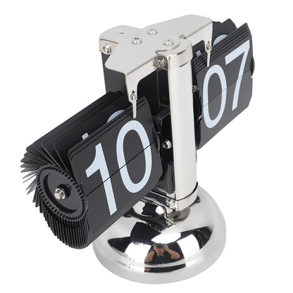 Flip Clock Large Number Battery Powered 304 Stainless Steel Tabletop Retro Flip Clock for Home Office 24 Hours Black Page