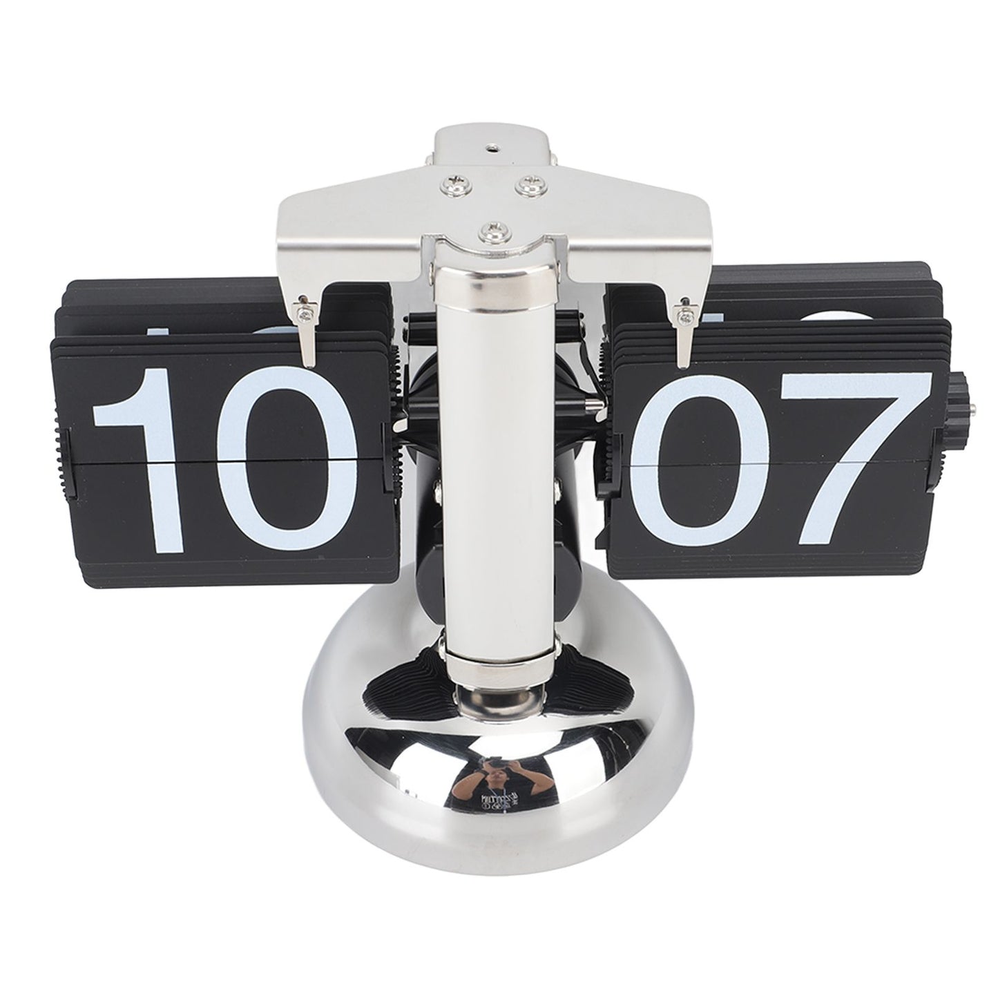 Flip Clock Large Number Battery Powered 304 Stainless Steel Tabletop Retro Flip Clock for Home Office 24 Hours Black Page