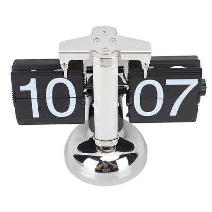 Flip Clock Large Number Battery Powered 304 Stainless Steel Tabletop Retro Flip Clock for Home Office 24 Hours Black Page