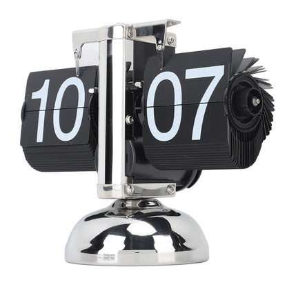 Flip Clock Large Number Battery Powered 304 Stainless Steel Tabletop Retro Flip Clock for Home Office 24 Hours Black Page