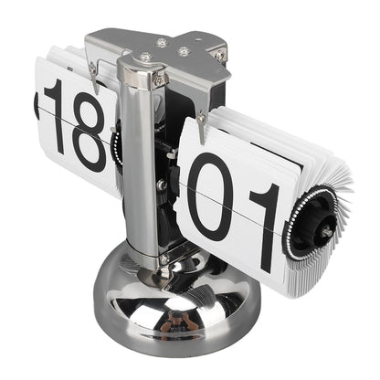 Flip Clock Large Number Battery Powered 304 Stainless Steel Tabletop Retro Flip Clock for Home Office 24 Hours White Page