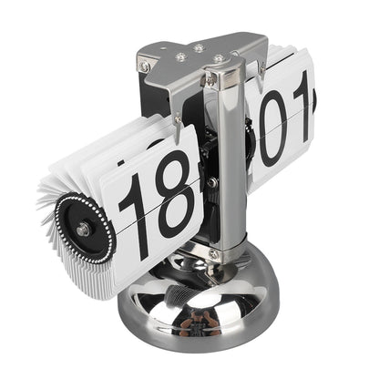 Flip Clock Large Number Battery Powered 304 Stainless Steel Tabletop Retro Flip Clock for Home Office 24 Hours White Page