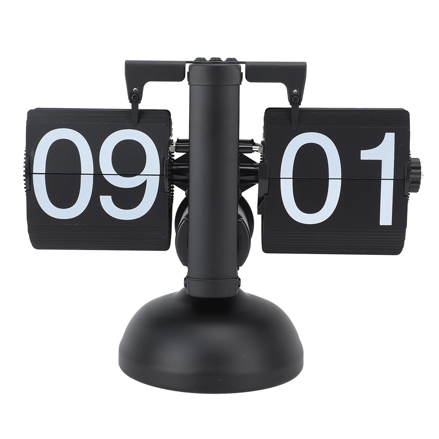 Flip Clock Large Number Battery Powered 304 Stainless Steel Tabletop Retro Flip Clock for Home Office 24 Hours All Black