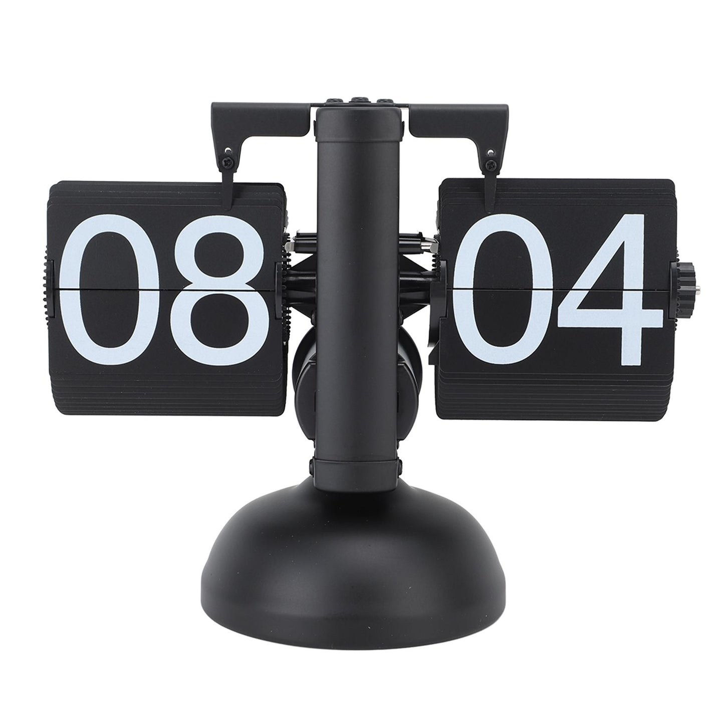 Flip Clock Large Number Battery Powered 304 Stainless Steel Tabletop Retro Flip Clock for Home Office 24 Hours All Black