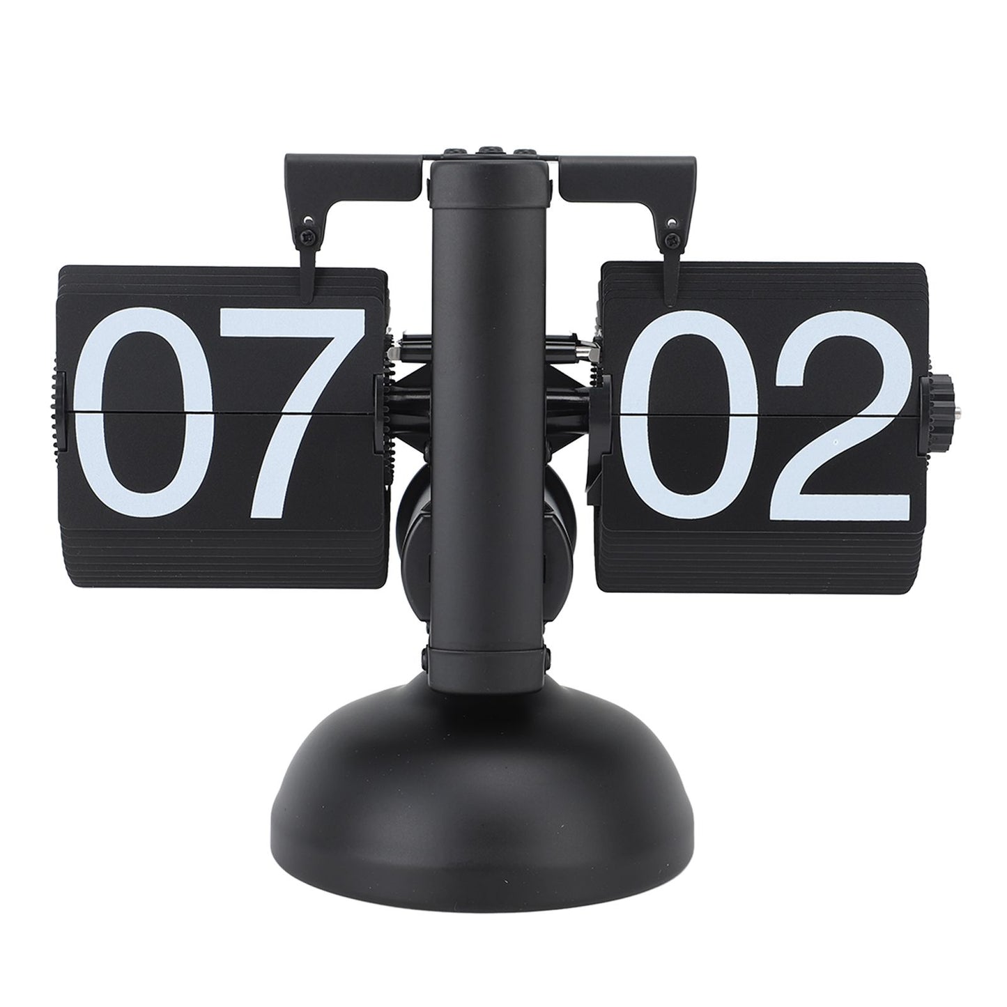 Flip Clock Large Number Battery Powered 304 Stainless Steel Tabletop Retro Flip Clock for Home Office 24 Hours All Black