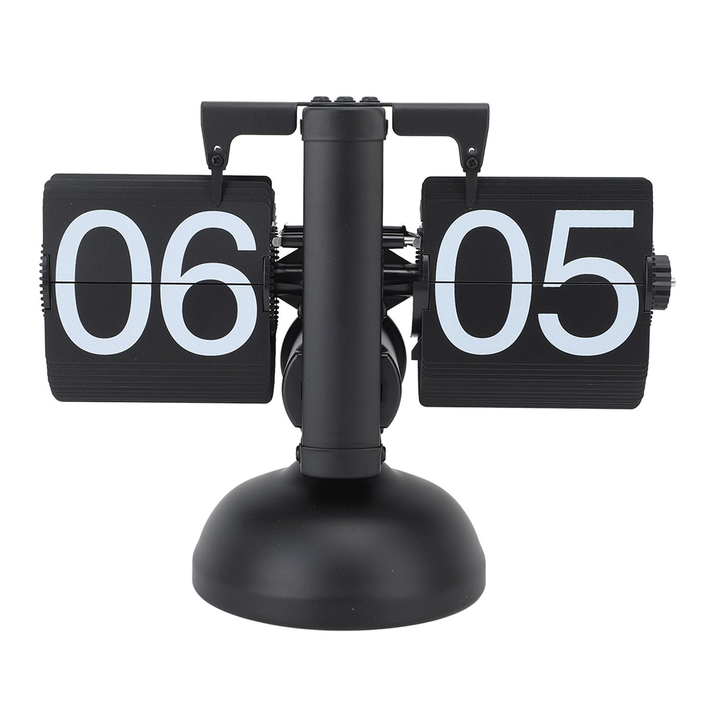 Flip Clock Large Number Battery Powered 304 Stainless Steel Tabletop Retro Flip Clock for Home Office 24 Hours All Black
