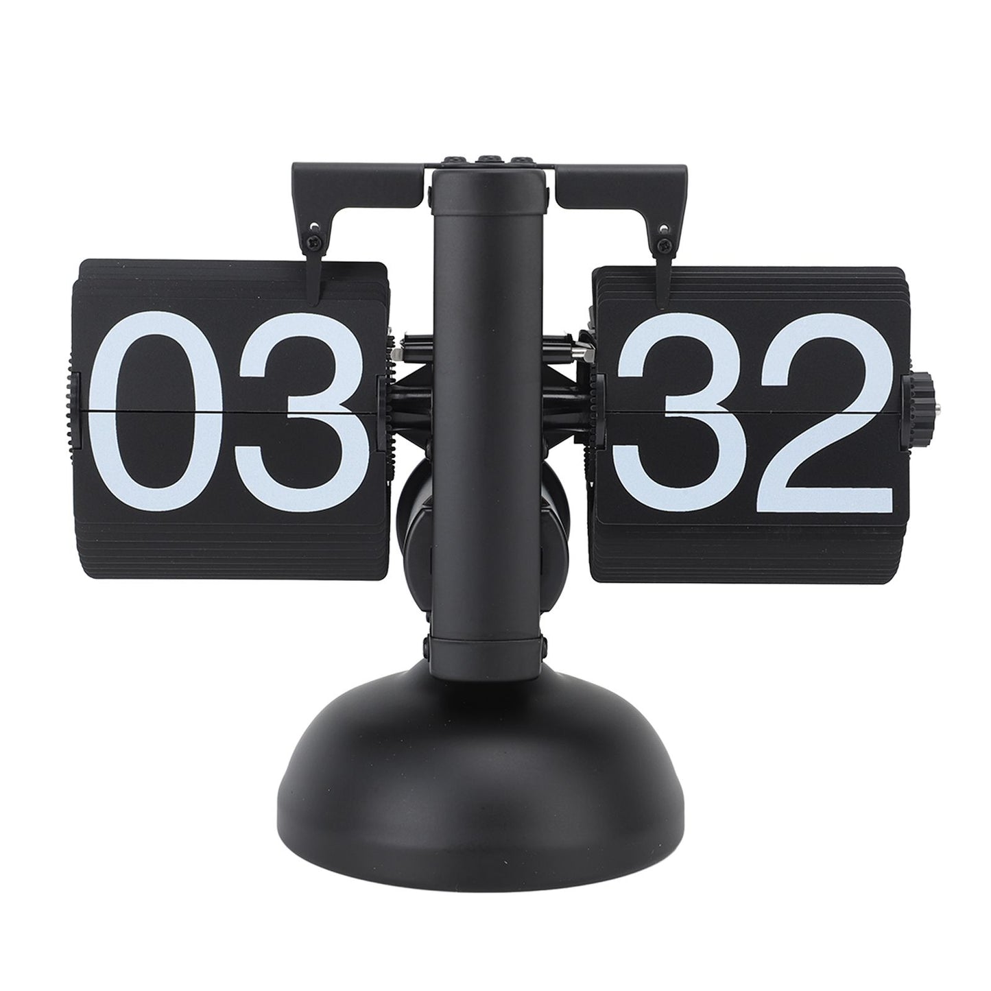 Flip Clock Large Number Battery Powered 304 Stainless Steel Tabletop Retro Flip Clock for Home Office 24 Hours All Black