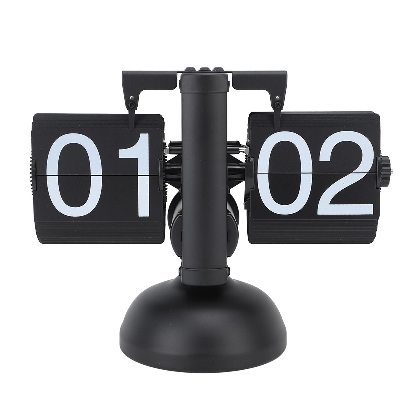 Flip Clock Large Number Battery Powered 304 Stainless Steel Tabletop Retro Flip Clock for Home Office 24 Hours All Black