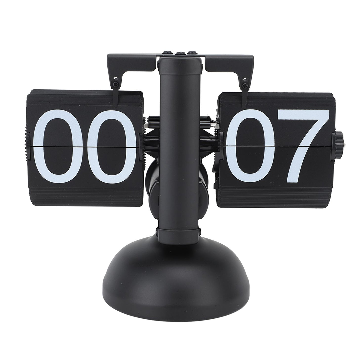 Flip Clock Large Number Battery Powered 304 Stainless Steel Tabletop Retro Flip Clock for Home Office 24 Hours All Black