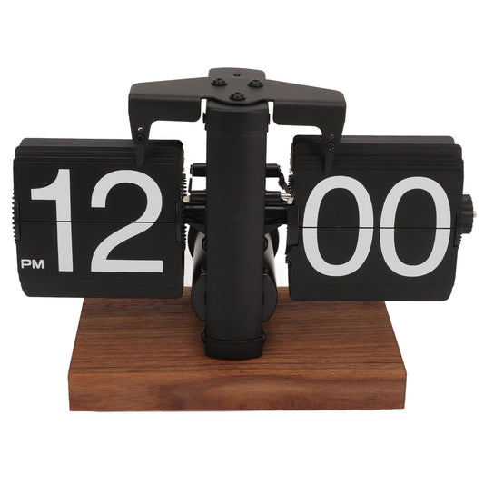 Digital Flip Down Clock Retro Automatic Turning Battery Operated Mechanical Clock for Home Room Office Decoration Black