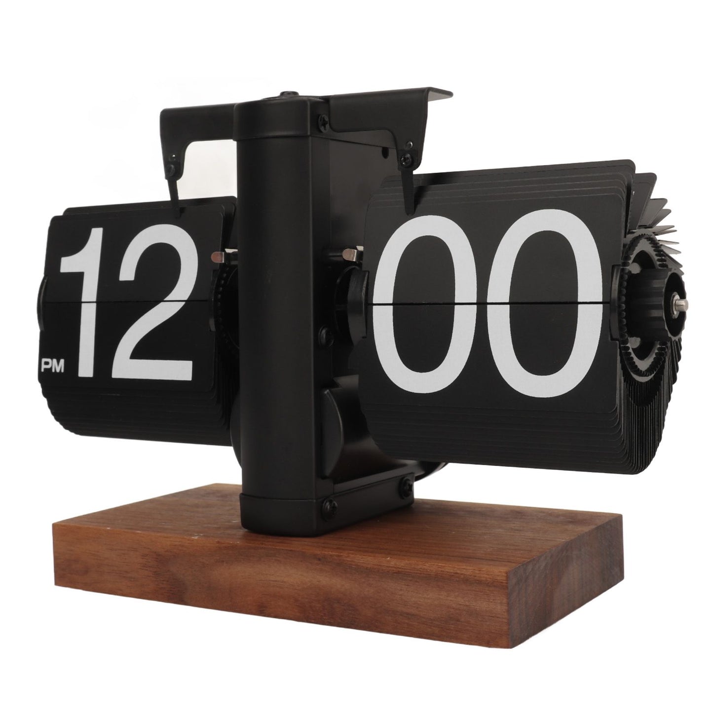 Digital Flip Down Clock Retro Automatic Turning Battery Operated Mechanical Clock for Home Room Office Decoration Black
