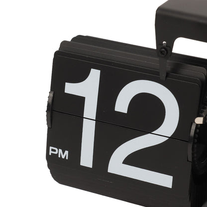 Digital Flip Down Clock Retro Automatic Turning Battery Operated Mechanical Clock for Home Room Office Decoration Black