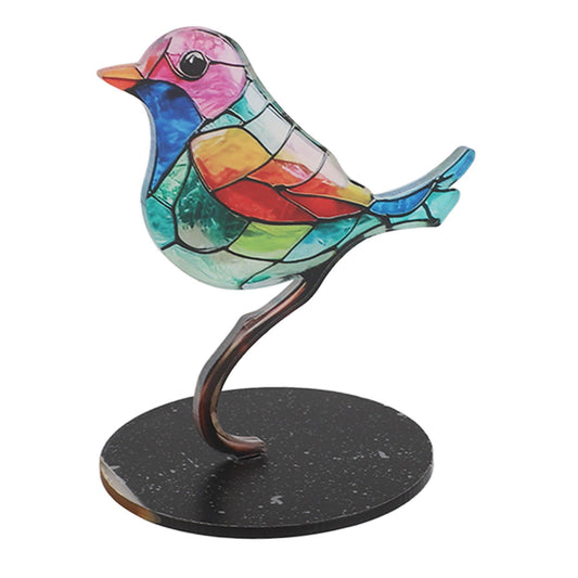 Birds On Branch Ornaments Craft Acrylic Colorful Vivid Flat Animal Statue Decoration for Desktop Office Home 1 Bird
