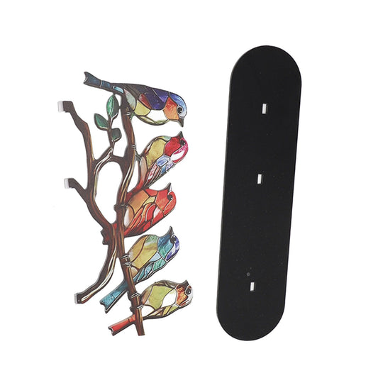 Birds On Branch Ornaments Craft Acrylic Colorful Vivid Flat Animal Statue Decoration for Desktop Office Home 5 Birds