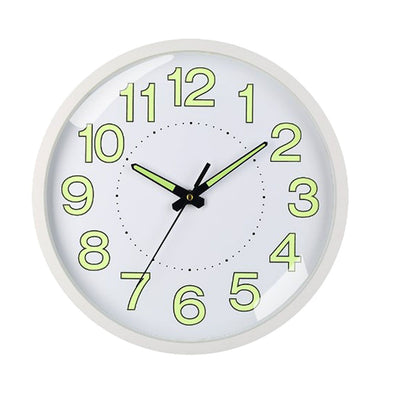 Silent Quartz Clock Plastic Wall Mounted Luminous Quiet for Living Room Bedroom 12in 30cm White Frame