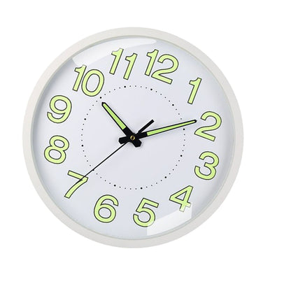 Silent Quartz Clock Plastic Wall Mounted Luminous Quiet for Living Room Bedroom 12in 30cm White Frame