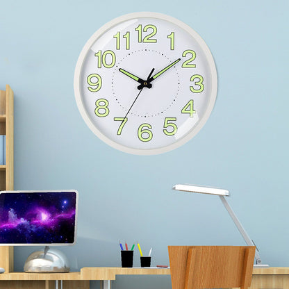Silent Quartz Clock Plastic Wall Mounted Luminous Quiet for Living Room Bedroom 12in 30cm White Frame