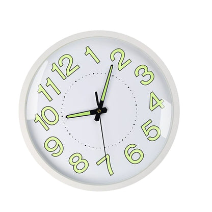 Silent Quartz Clock Plastic Wall Mounted Luminous Quiet for Living Room Bedroom 12in 30cm White Frame