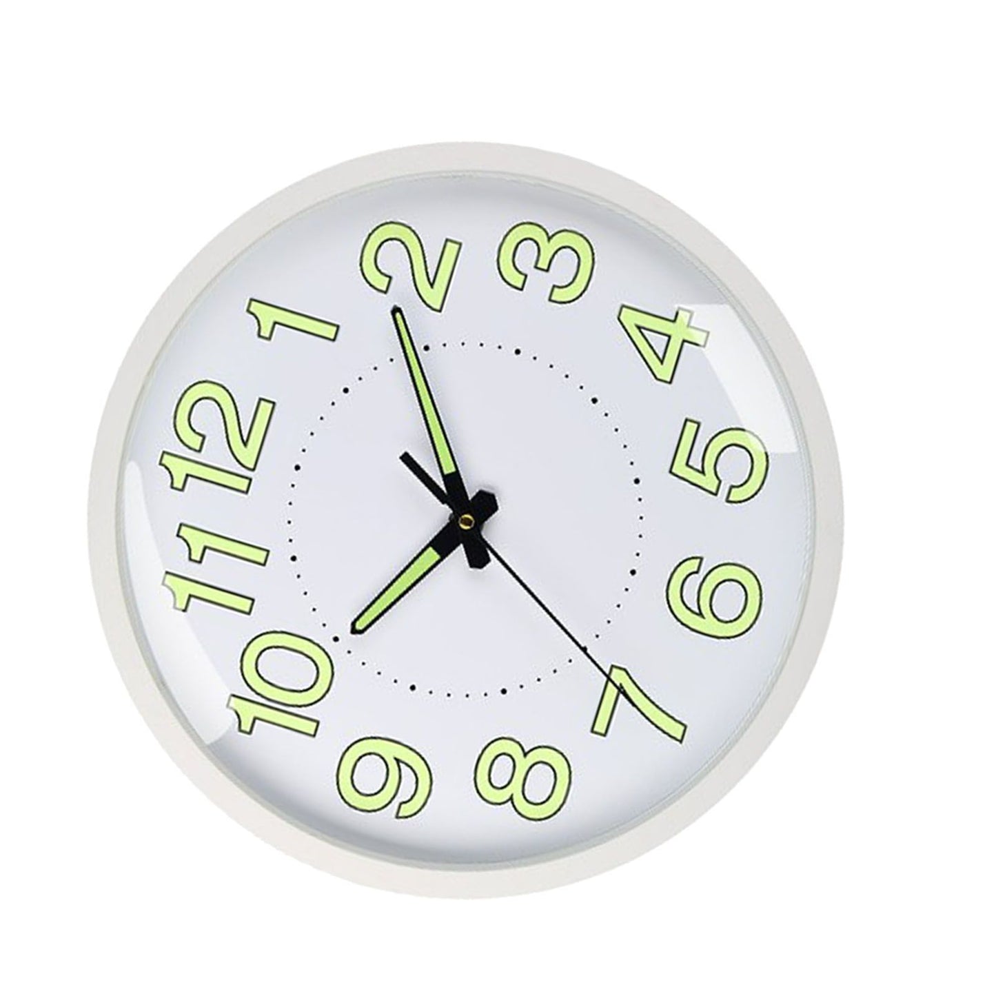 Silent Quartz Clock Plastic Wall Mounted Luminous Quiet for Living Room Bedroom 12in 30cm White Frame