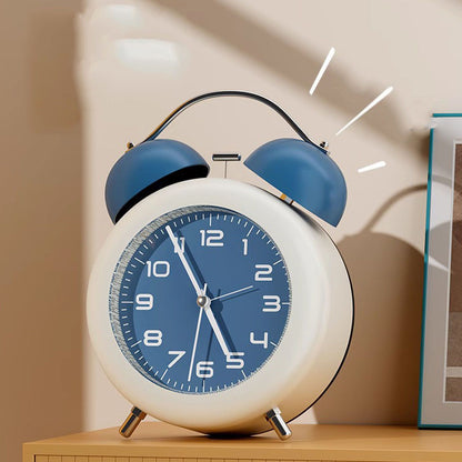 Twin Bell Alarm Clock for Kids ABS Battery Operated Cute Desktop Bedside Alarm Clock with Night Light for Bedroom Living Room Blue