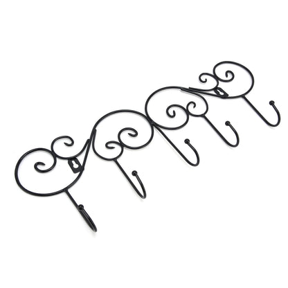 Coat Hook Hanging Door Wall Hanger Kitchen Bathroom Hanger with 5 Hook Bracket for Towel Clothes Hat