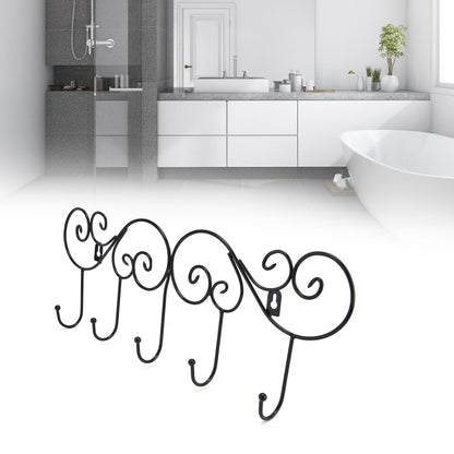 Coat Hook Hanging Door Wall Hanger Kitchen Bathroom Hanger with 5 Hook Bracket for Towel Clothes Hat