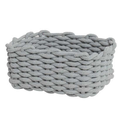 Cotton Rope Storage Basket Hand Knitting Nordic Style Desktop Storage Organizer for Key Snacks Underwear Grey 30x22x14cm/11.8x8.7x5.5in