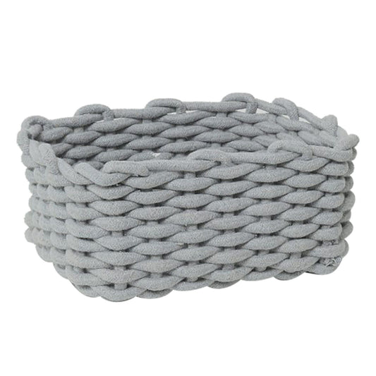 Cotton Rope Storage Basket Hand Knitting Nordic Style Desktop Storage Organizer for Key Snacks Underwear Grey 30x22x14cm/11.8x8.7x5.5in