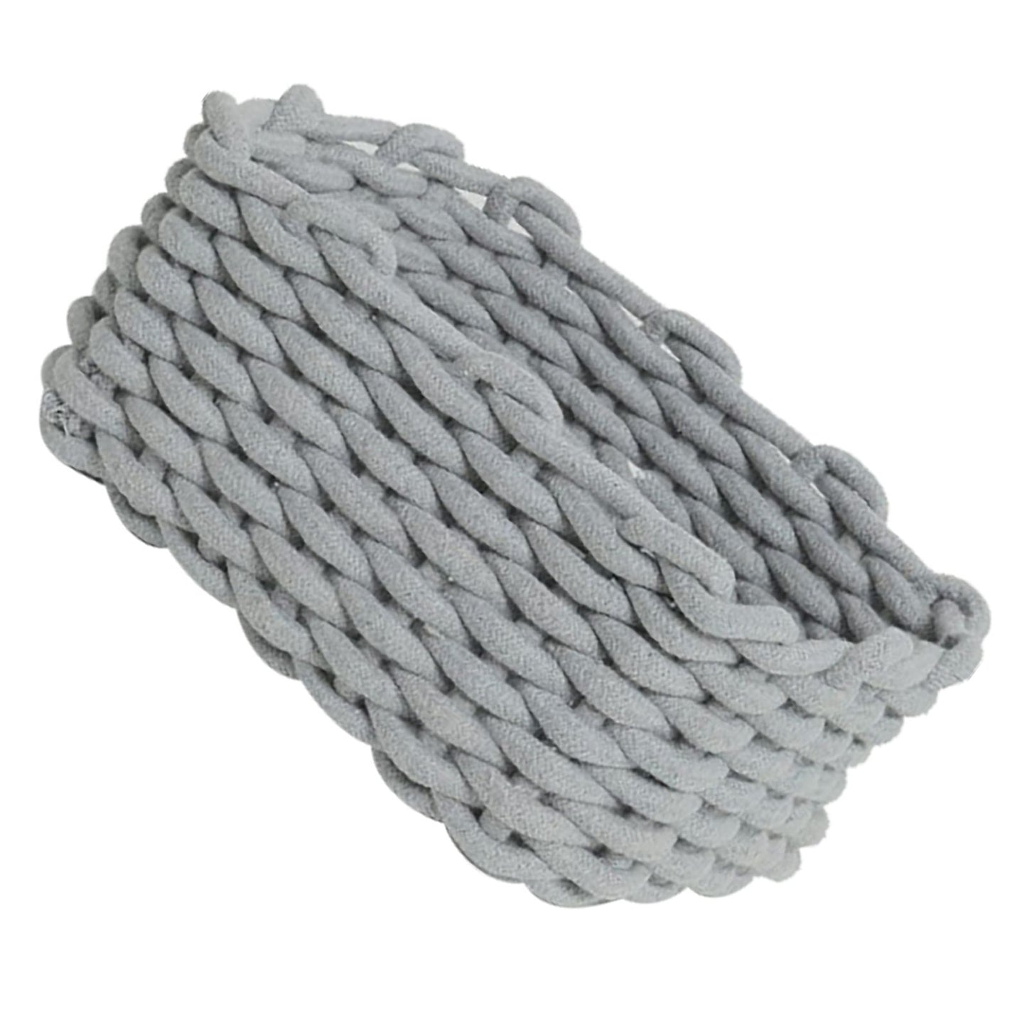 Cotton Rope Storage Basket Hand Knitting Nordic Style Desktop Storage Organizer for Key Snacks Underwear Grey 30x22x14cm/11.8x8.7x5.5in