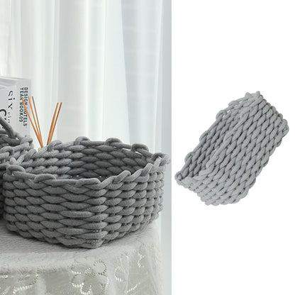 Cotton Rope Storage Basket Hand Knitting Nordic Style Desktop Storage Organizer for Key Snacks Underwear Grey 30x22x14cm/11.8x8.7x5.5in