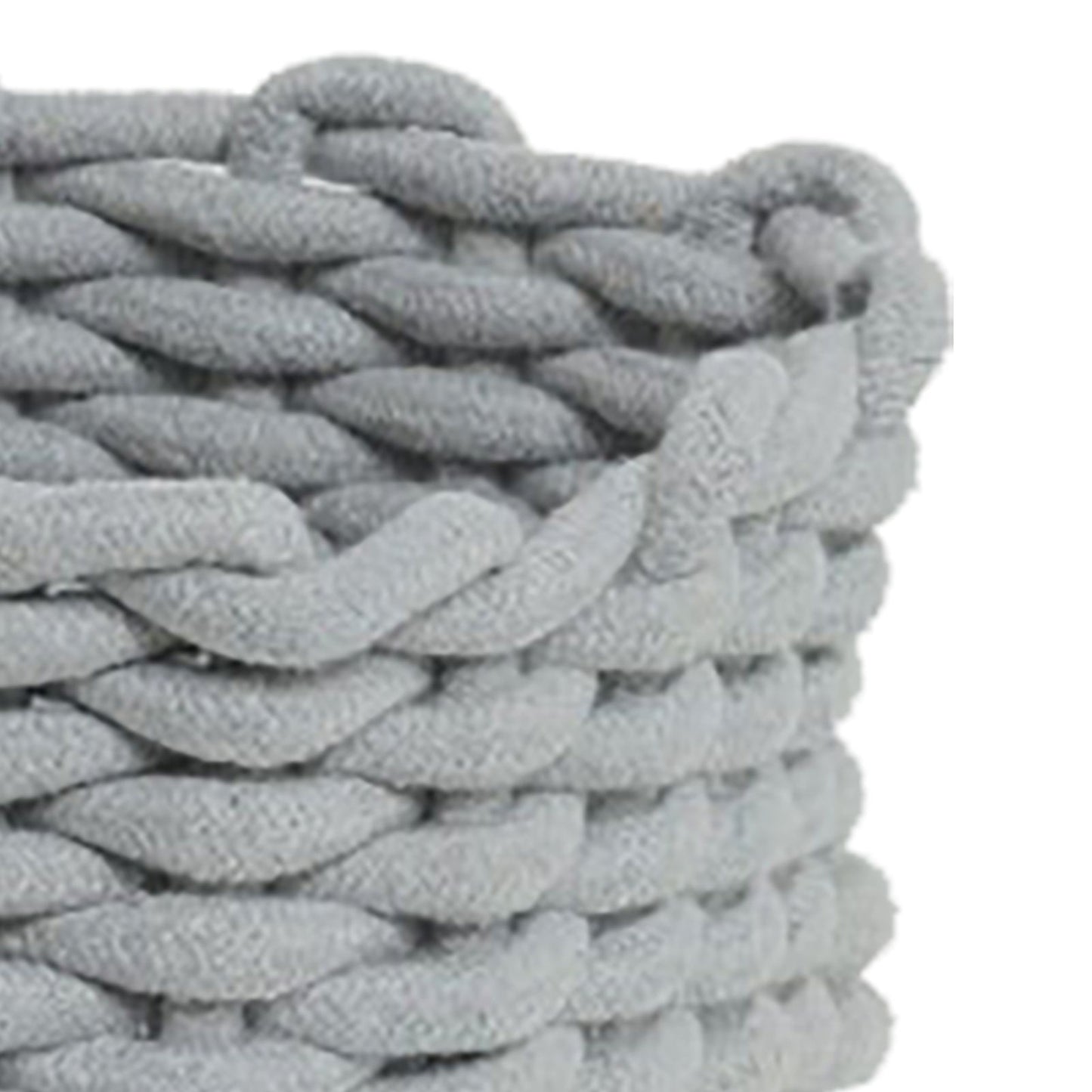 Cotton Rope Storage Basket Hand Knitting Nordic Style Desktop Storage Organizer for Key Snacks Underwear Grey 30x22x14cm/11.8x8.7x5.5in