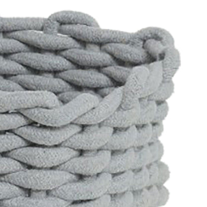 Cotton Rope Storage Basket Hand Knitting Nordic Style Desktop Storage Organizer for Key Snacks Underwear Grey 30x22x14cm/11.8x8.7x5.5in