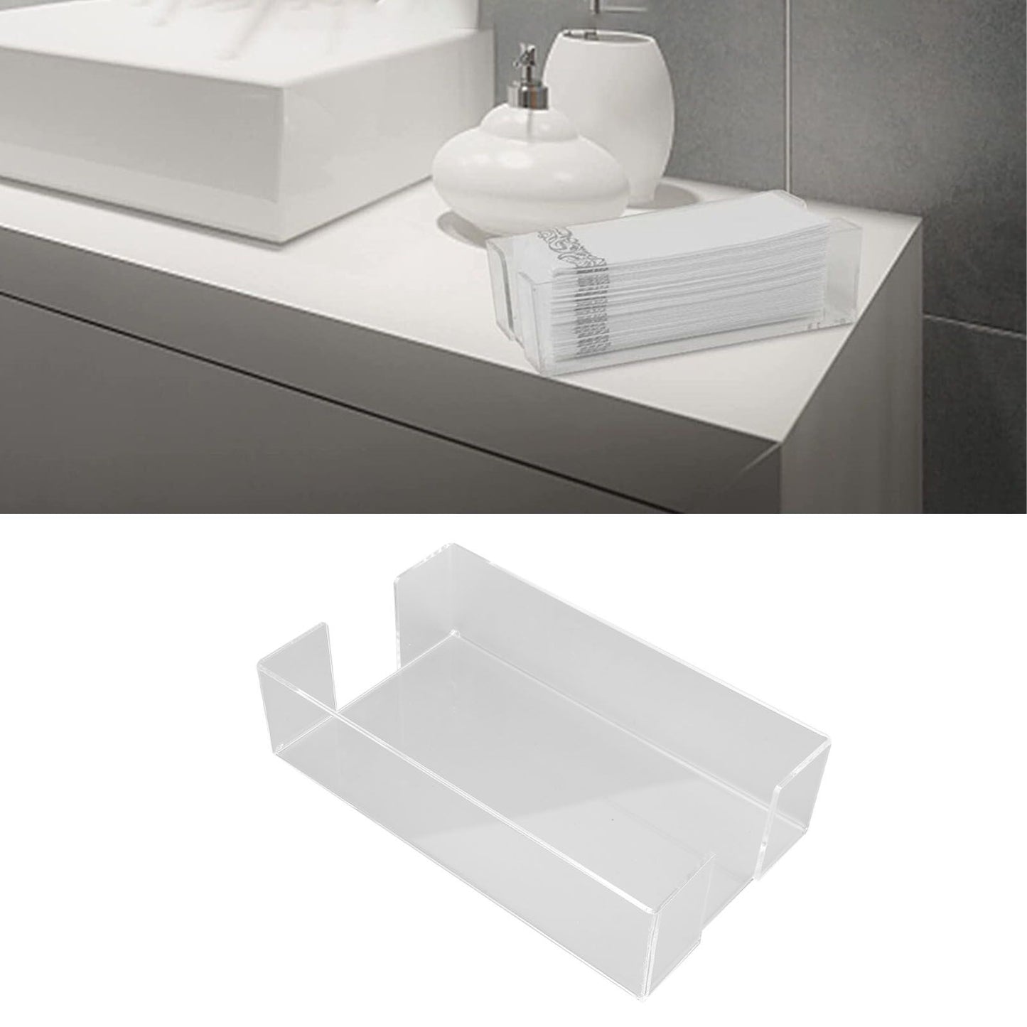 Napkin Tray Storage Holder Transparent Acrylic Modern 9.5x5.5x2.5in Large Capacity Napkin Dispenser for Party Kitchen