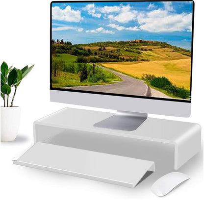 Acrylic Tilted Computer Keyboard Holder Low Front Lip Polished Finish Keyboard Riser Keyboard Holder for Office Transparent