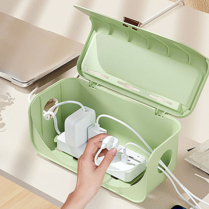 Cable Management Box Plastic Easy Assemble Safety Protection Cord Organizer Box for Power Strips Chargers Adapters Wires Coffee
