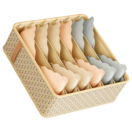 Closet Drawer Organizer Dividers Fabric Dresser Closet Organizers Storage Bins Space Saving Mess Free Beige Large 6 Grid 32x32x11cm