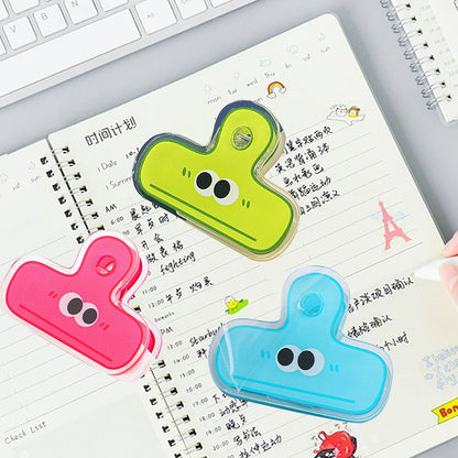 Stationery Clip Plastic Cute Cartoon Double Sided Multifunctional Long Tail Document Clamps For Office Supplies Binder Paper Blue Expression