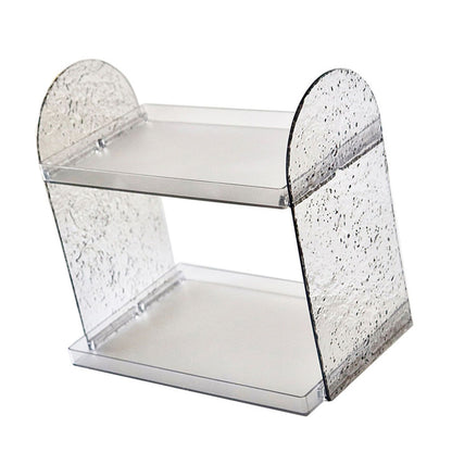2 Tier Desk Organizer Double Layer Storage Rack Transparent Desktop Stand Holder for Stationery Cosmetic Transparent Grey