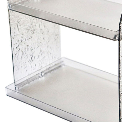 2 Tier Desk Organizer Double Layer Storage Rack Transparent Desktop Stand Holder for Stationery Cosmetic Transparent Grey