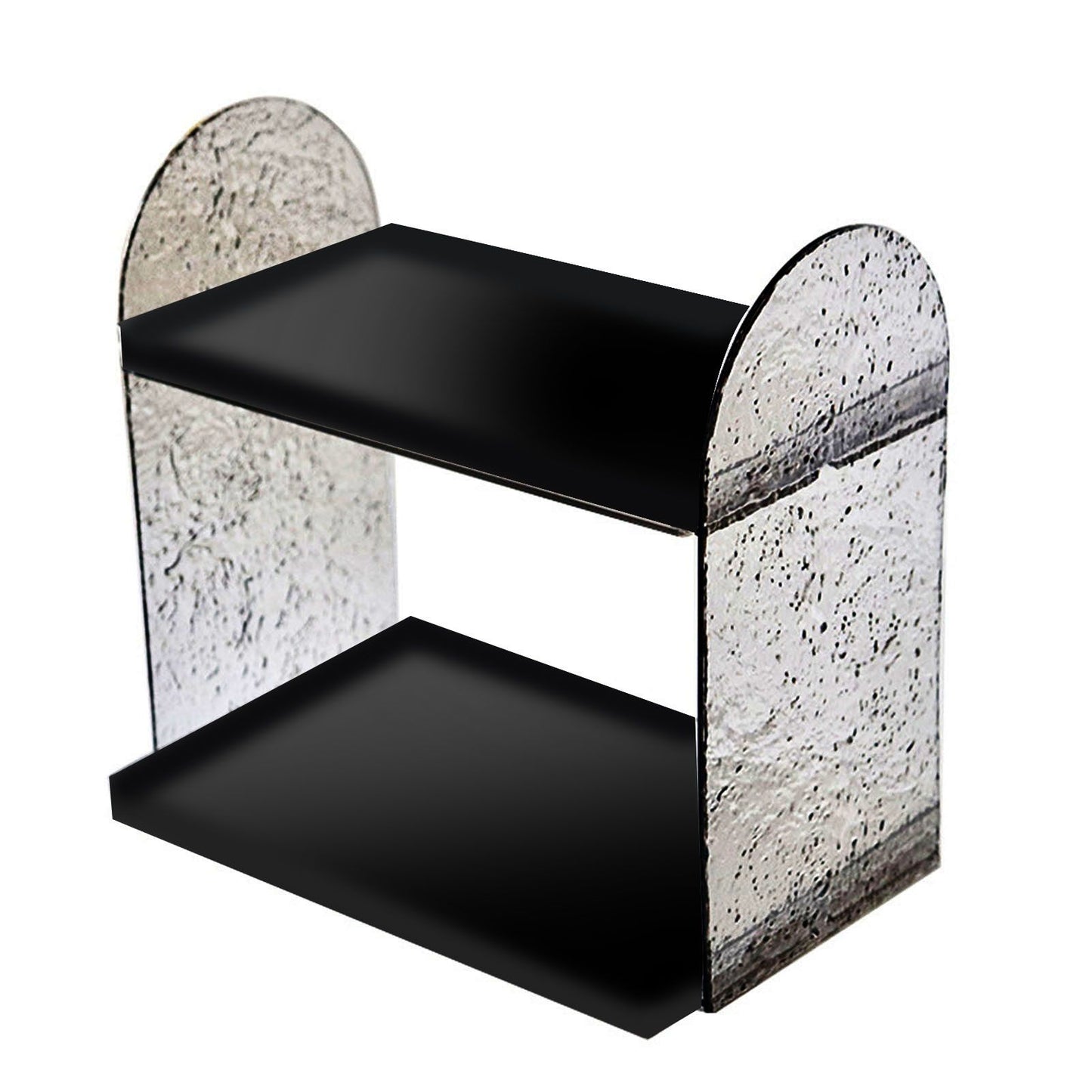 2 Tier Desk Organizer Double Layer Storage Rack Transparent Desktop Stand Holder for Stationery Cosmetic Glossy Black