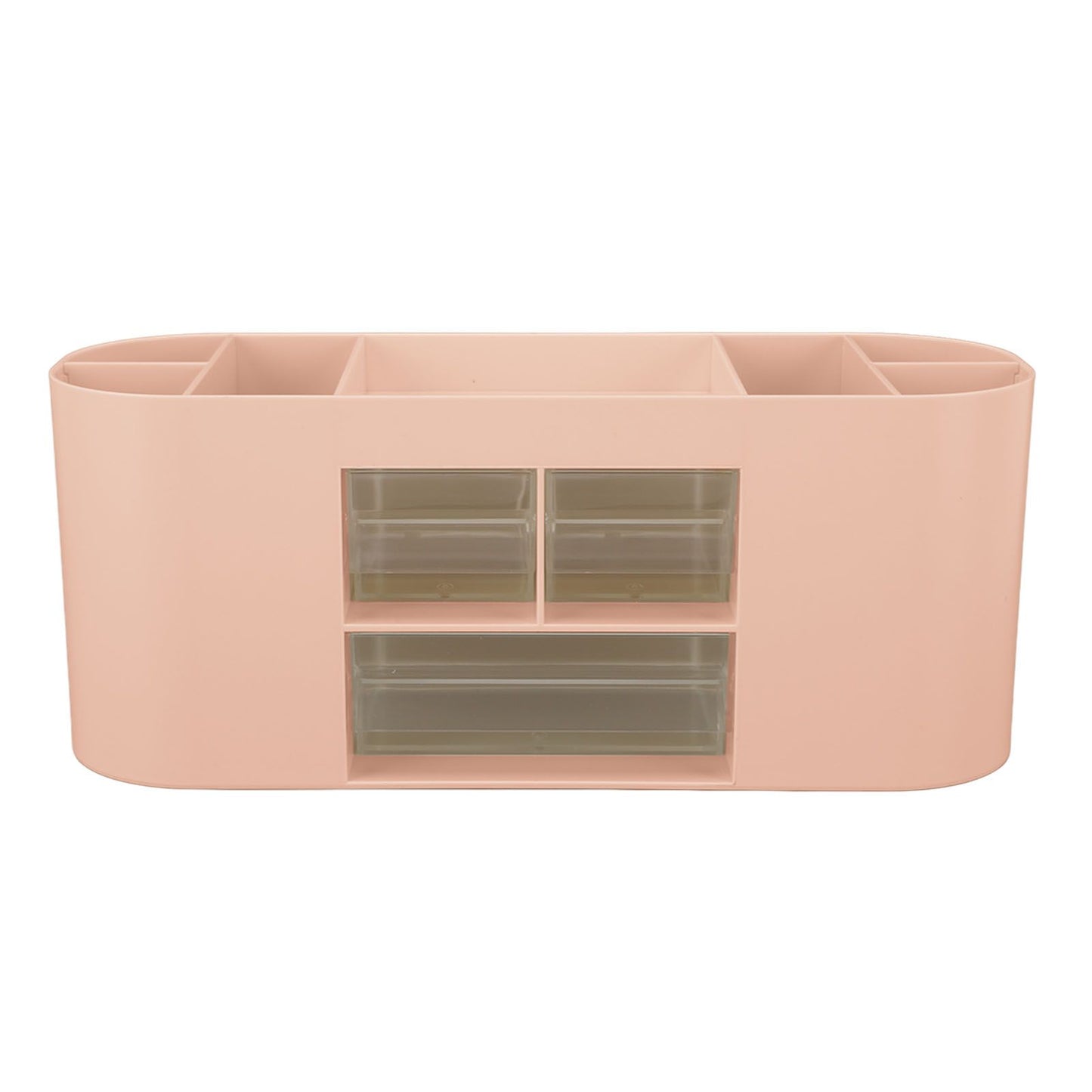Pen Holder with Transparent Drawers Large Capacity Multiple Compartment Plastic Pencil Storage Organizer for Office Desk Pink
