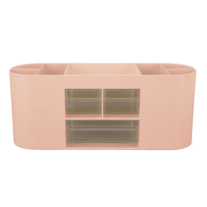 Pen Holder with Transparent Drawers Large Capacity Multiple Compartment Plastic Pencil Storage Organizer for Office Desk Pink
