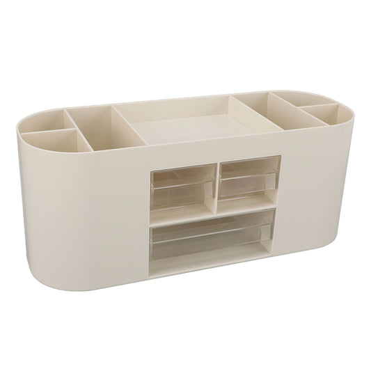 Pen Holder with Transparent Drawers Large Capacity Multiple Compartment Plastic Pencil Storage Organizer for Office Desk White