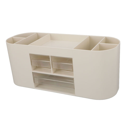 Pen Holder with Transparent Drawers Large Capacity Multiple Compartment Plastic Pencil Storage Organizer for Office Desk White