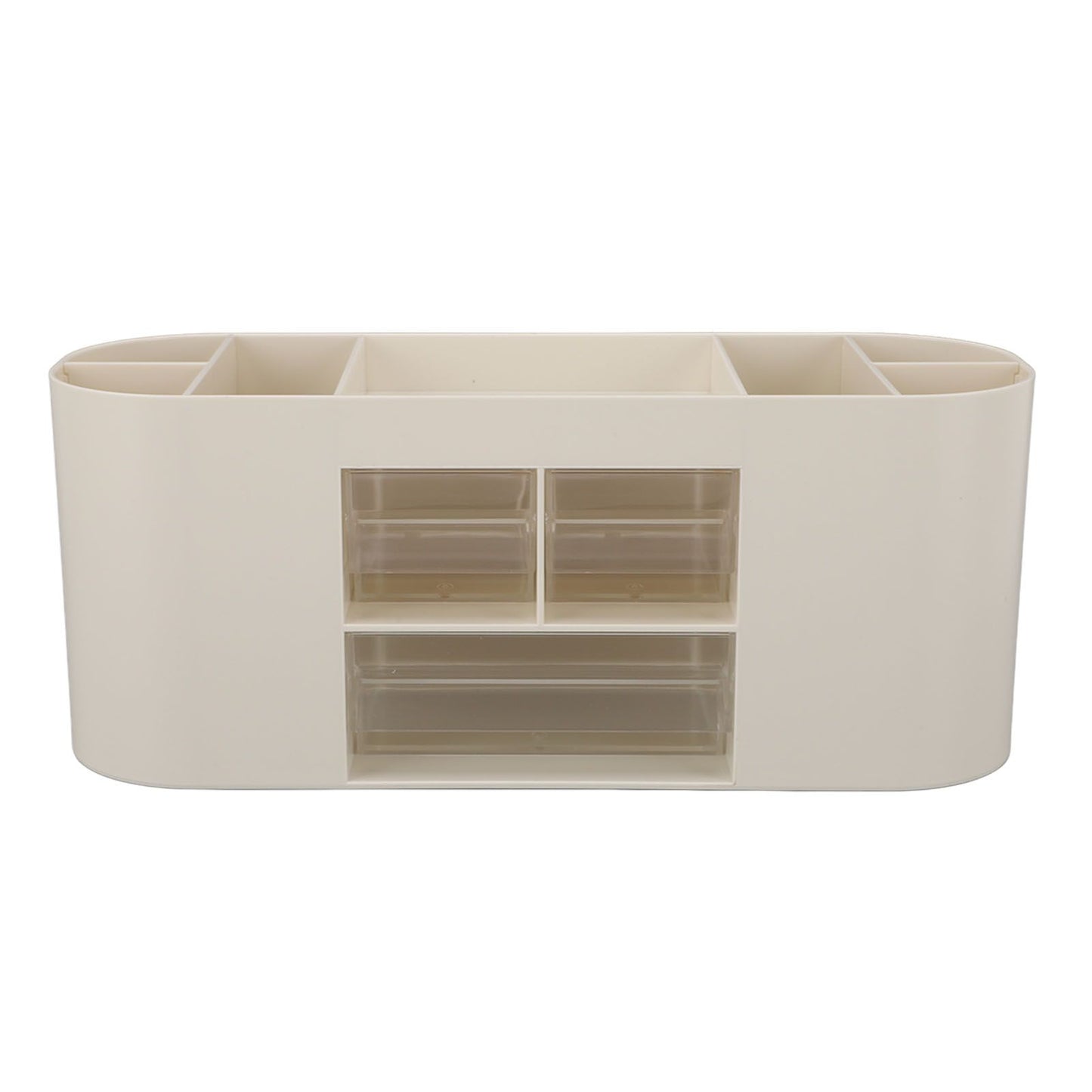Pen Holder with Transparent Drawers Large Capacity Multiple Compartment Plastic Pencil Storage Organizer for Office Desk White